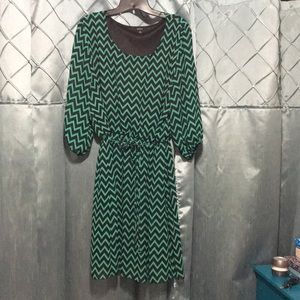 Black and Teal Chevron Dress